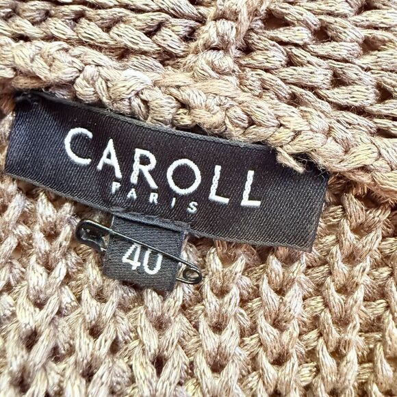 Caroll Paris Flyaway Open Sweater Cardigan Size 40 Medium 8 US Taupe Beige - Picture 4 of 6